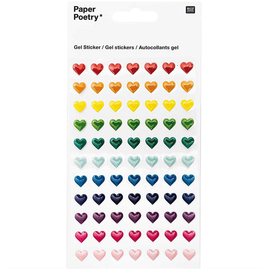 Paper Poetry – Stickers Gel Cœurs Multicolores