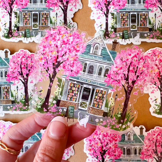 Katie Daisy – Sticker transparent Librairie fleurie