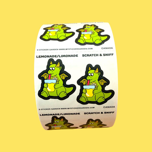 Stickers sur le rouleau - Dragon parfum limonade - à gratter et à sentir