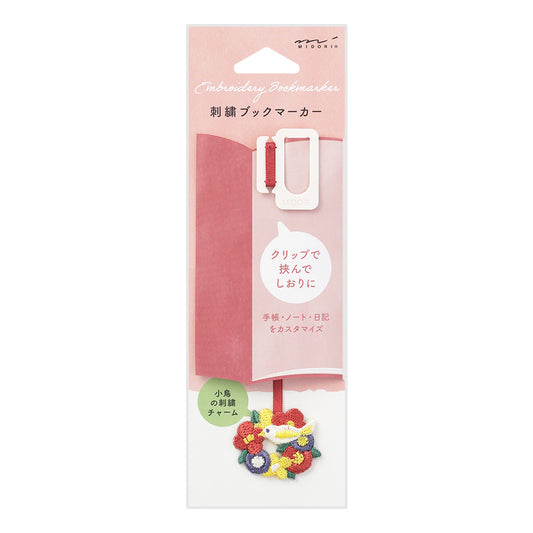 Marque page clips - Oiseau/fleurs