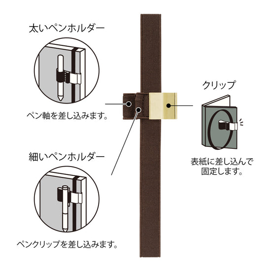Bandeau Porte-Stylo – Marron, Noir ou Bleu – Midori usage