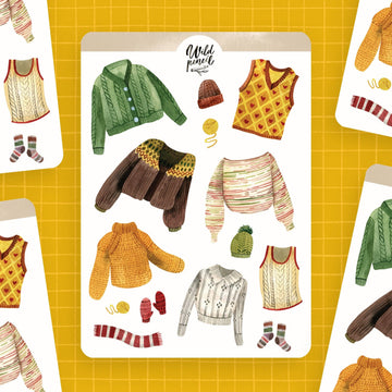 Planche de stickers Tricot d’automne | Wild Pencil Studio