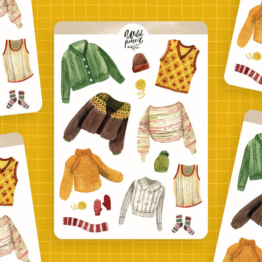 Planche de stickers Tricot d’automne | Wild Pencil Studio