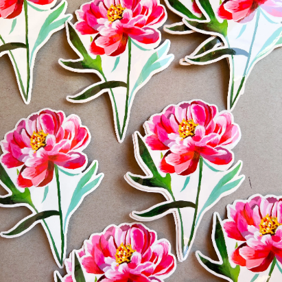 Katie Daisy – Sticker transparent brillant Pivoine (Peony)