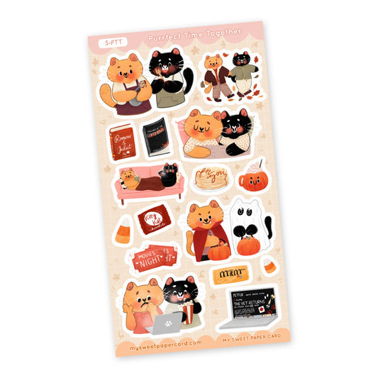 Planche de stickers « Chats amoureux en automne » | My Sweet Paper Card