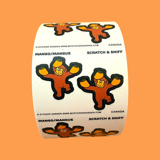 Stickers sur le rouleau - Singe Mangue à gratter et sentir - Sticker Garden