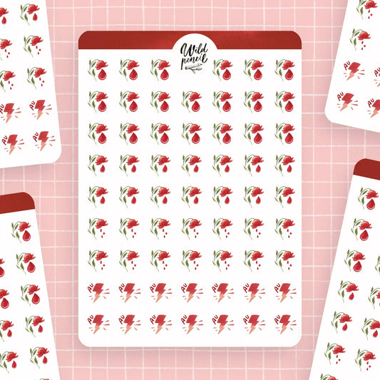 Planche de stickers pour agenda – Menstruations – Wild Pencil Studio