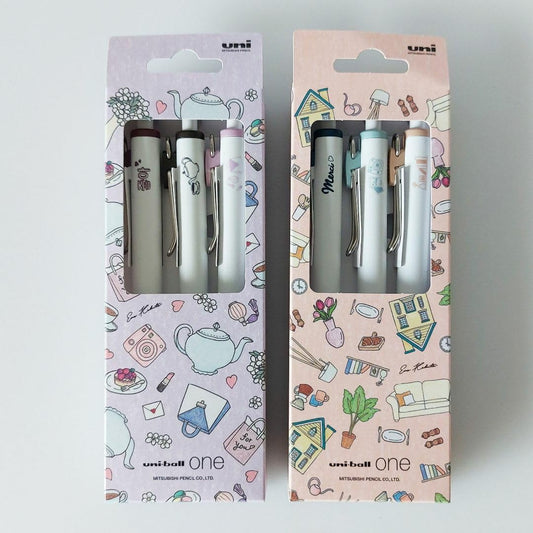 Uni-ball One – Set 3 couleurs Ena Kakuta (0.38 mm) – Édition Limitée