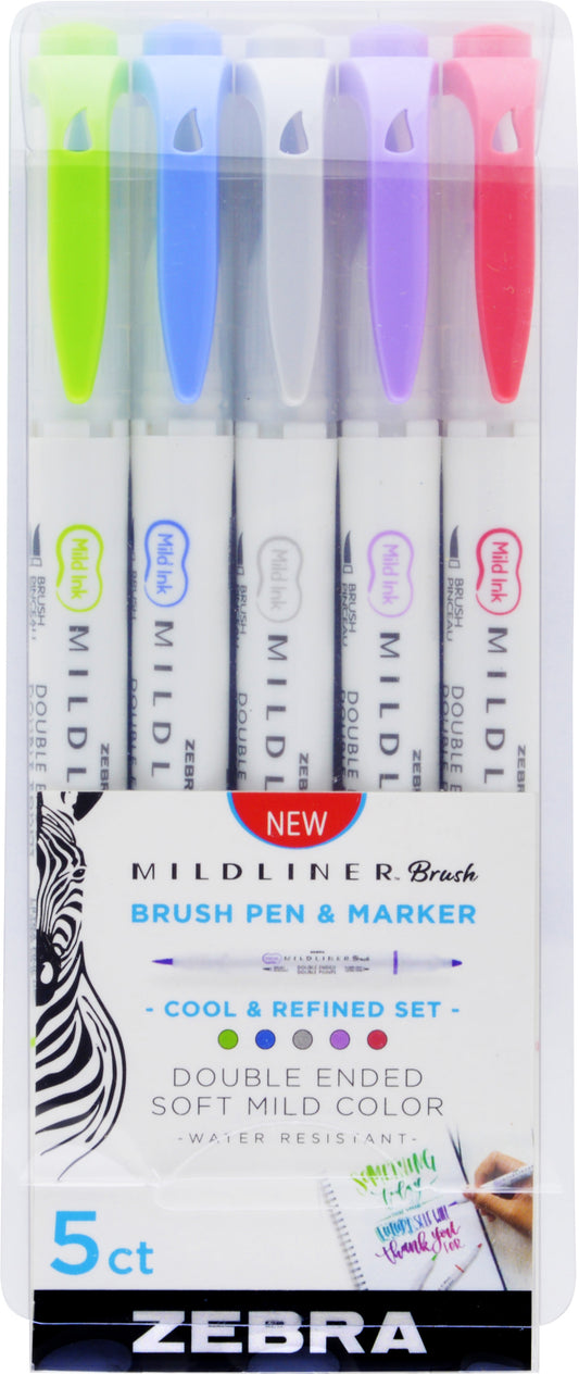 Set de 5 Feutres Mildliner Brush & Marker – Zebra Pen - Série au choix