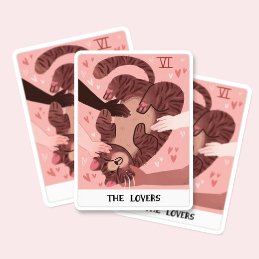 Sticker Tarot « Les Amoureux » – Chat brun | My Sweet Paper Card