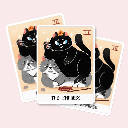 Sticker Tarot « L’Impératrice » – Chat noir | My Sweet Paper Card