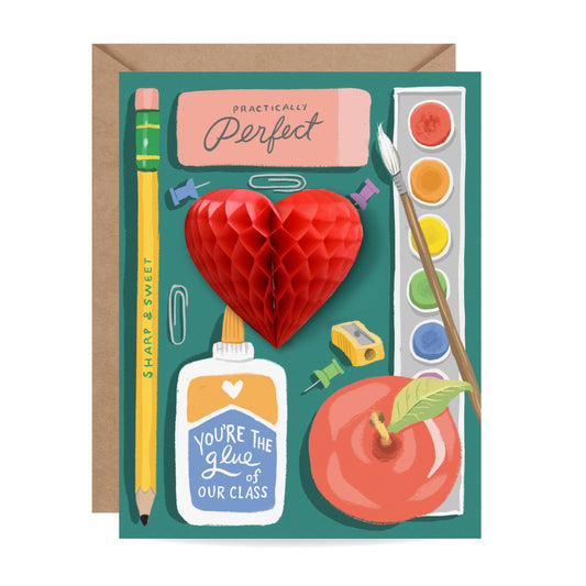 Carte de voeux pour les enseignants et maitresses pop up Inklings paperie