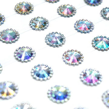 Autocollants ronds en pierre irisée – 80 carats - couleur au choix