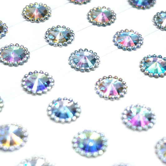 Autocollants ronds en pierre irisée – 80 carats - couleur au choix