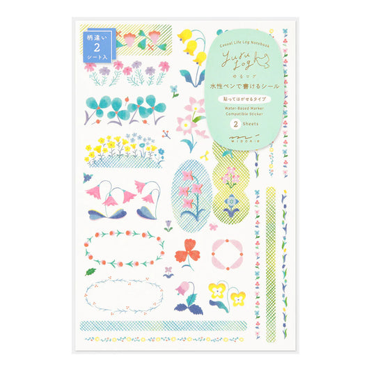 Stickers Yuru Log – Washi – Fleurs – Midori