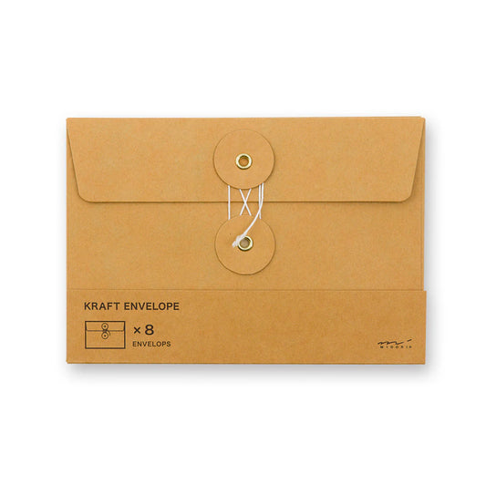 Enveloppes Kraft Horizontales avec Ficelle – Taille M - Orange