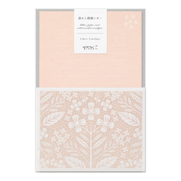 Set papier et enveloppes en filigrane - Rose