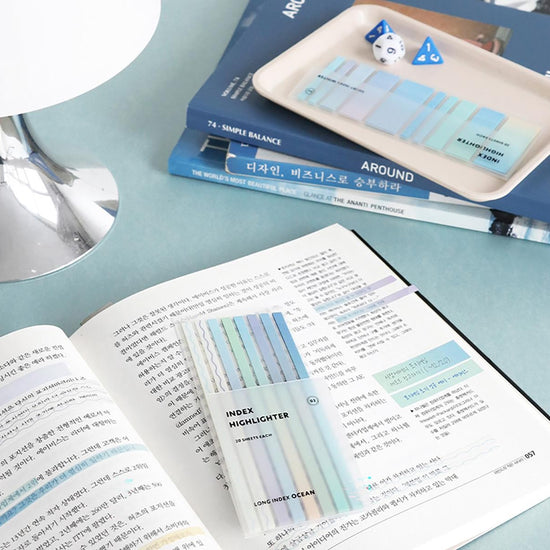 marque-pages-adhesifs-long-surligneurs-ocean vue 2