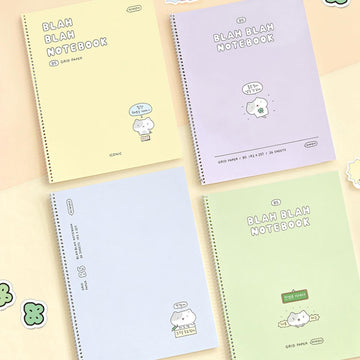 Carnet spirale B5 « Blah Blah » – Petit carreaux 5 mm – Iconic