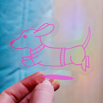 Poulette Magique – Sticker Suncatcher - Teckel – Créateur d’arc-en-ciel