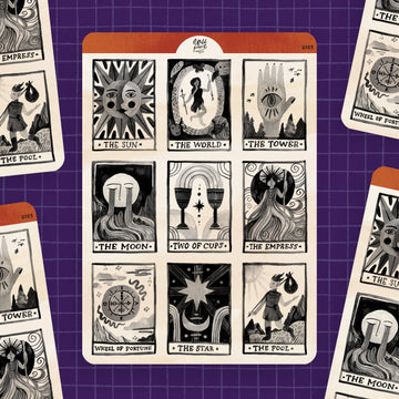 Planche de stickers en papier – Cartes de tarot | Wild Pencil Studio