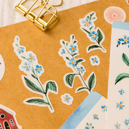 Planche d'autocollants — Fleurs de myosotis