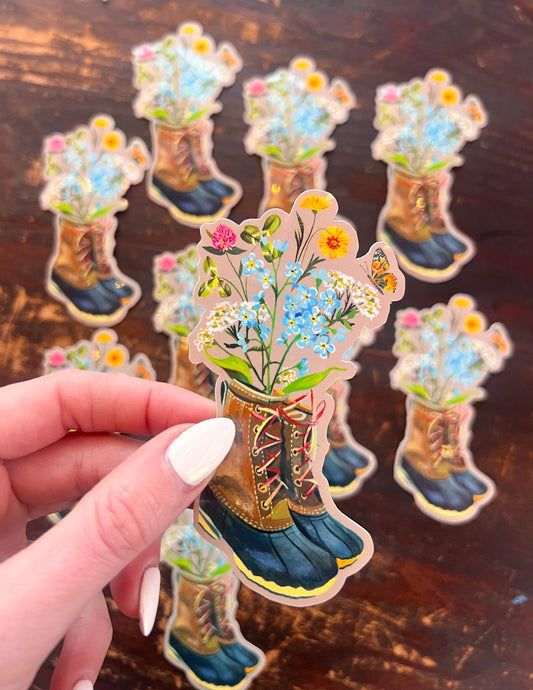 Sticker “Bottes Vagabondes Fleuries” – Katie Daisy