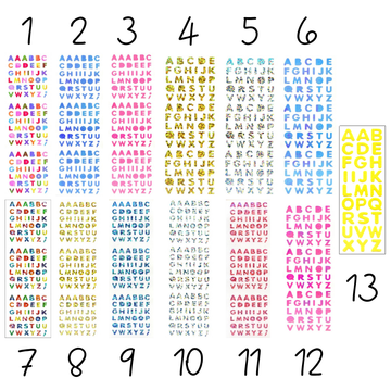 Planche de stickers Alphabet – Couleur & style au choix | Sticker Fun