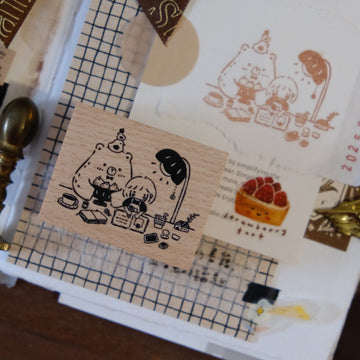 Tampon en bois – Bear & Girl : Blissful Days | Eileen Tai