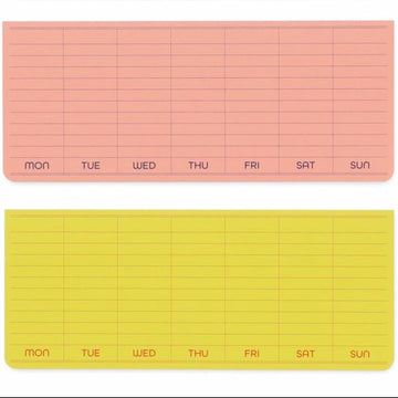 Weekly Planner - Bloc de mémos adhésifs hebdomadaire – Rose ou Jaune – Penco