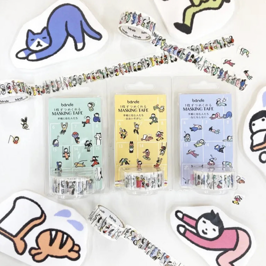 Washi tape people bande personnage en action pour carnet et agenda