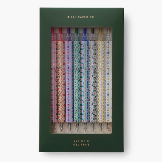 Ensemble de 8 stylos gel rétractables – Delphine • Rifle Paper Co