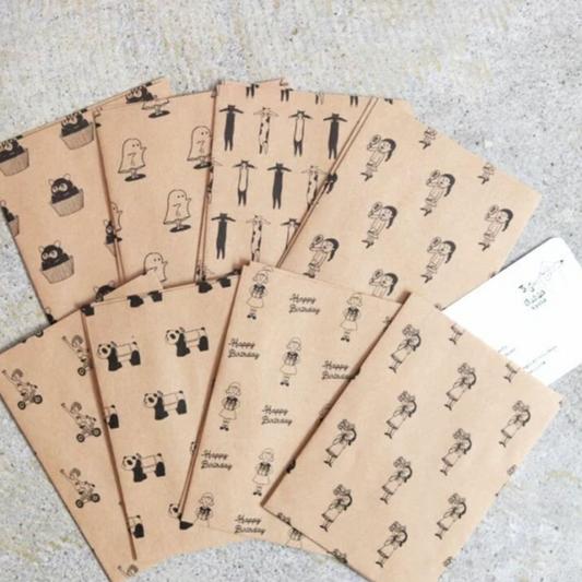Sachets craft papier illustrés – Set de 16 pochettes