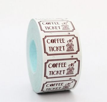 Étiquettes autocollantes en rouleau – Coffee Ticket Nostalgie