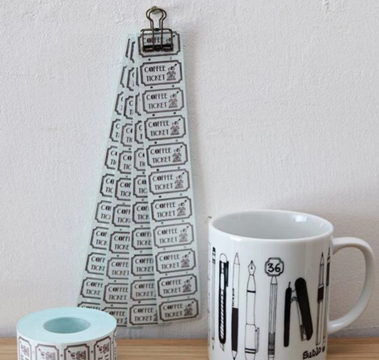 Étiquettes autocollantes en rouleau – Coffee Ticket Nostalgie