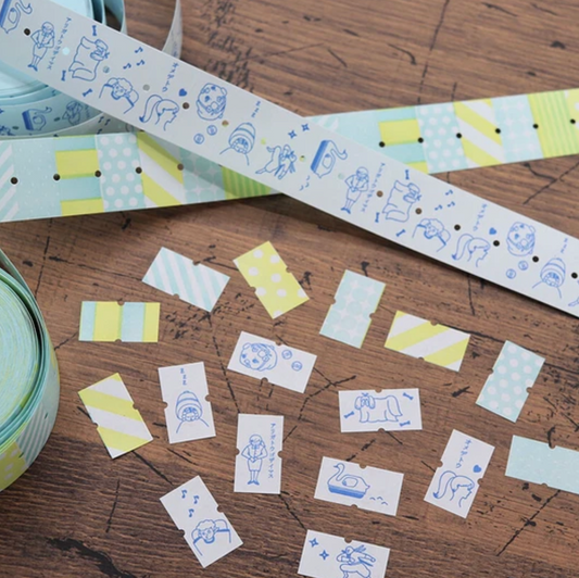 Étiquettes autocollantes en rouleau – Water Stripe × Mizushima (1000 pièces)