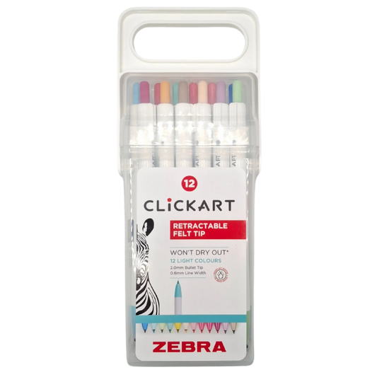 ClickArt – Feutres rétractables sans capuchon | Set de 12 couleurs claires