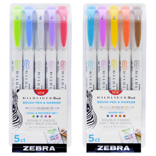 Set de 5 Feutres Mildliner Brush & Marker – Zebra Pen - Série au choix
