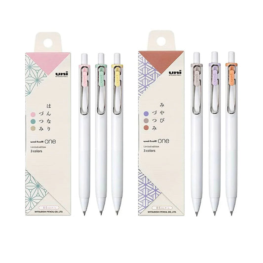 Stylos gel Uni-ball One – Édition limitée Tsutsumi (lot de 3 stylos)
