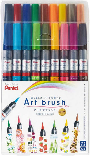 coffret-de-18-pinceaux-pentel-art-brush-couleurs-vives-a-base-d-eau vue 8