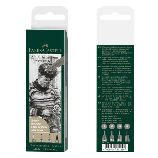 Feutres Pitt Artist Pen – Gris chaud IV – Set de 4 – Faber-Castell