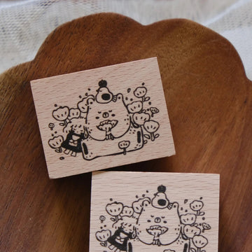 Tampon en bois – Flower Bear & Girl | Eileen Tai