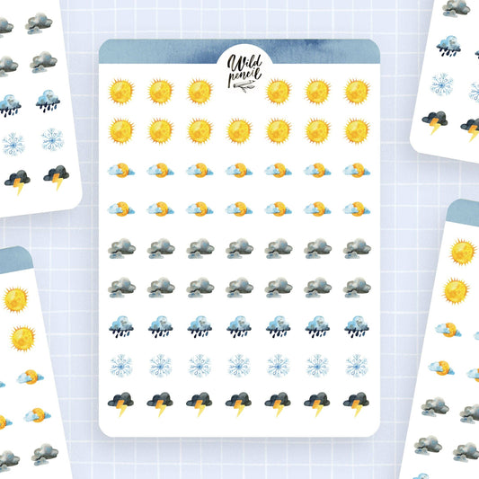 Planche de stickers météo pour planner – Wild Pencil Studio