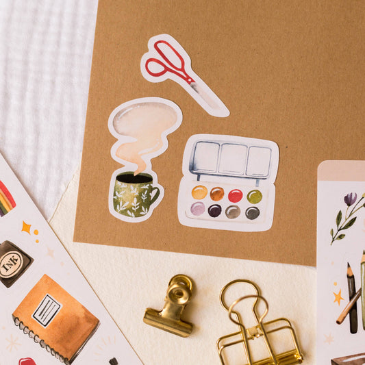 Planche de stickers en papier – Objets de créativité | Wild Pencil Studio