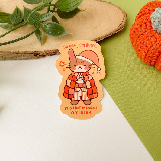Sticker « Hot Choccy O’Clocky – Lapin » | Laurel Mae Art