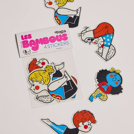 Ensemble d'autocollant stickers Yoga Les bambous Bonjour Tatin