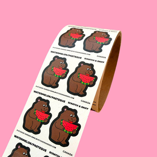 Stickers sur le rouleau - Capybara Pastèque à gratter et sentir