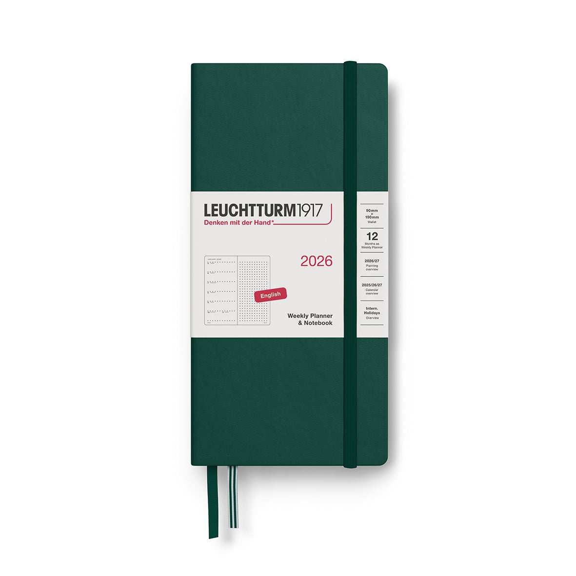 Agenda Semainier & Note 2026, Pointillé Leuchtturm1917 Forest Green