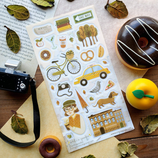 Planche de stickers « Automne à New York » – STICKII x Archi’s Goodies