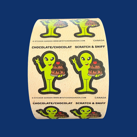 Stickers sur le rouleau - Extraterrestre Parfum chocolat à gratter et sentir - Sticker garden